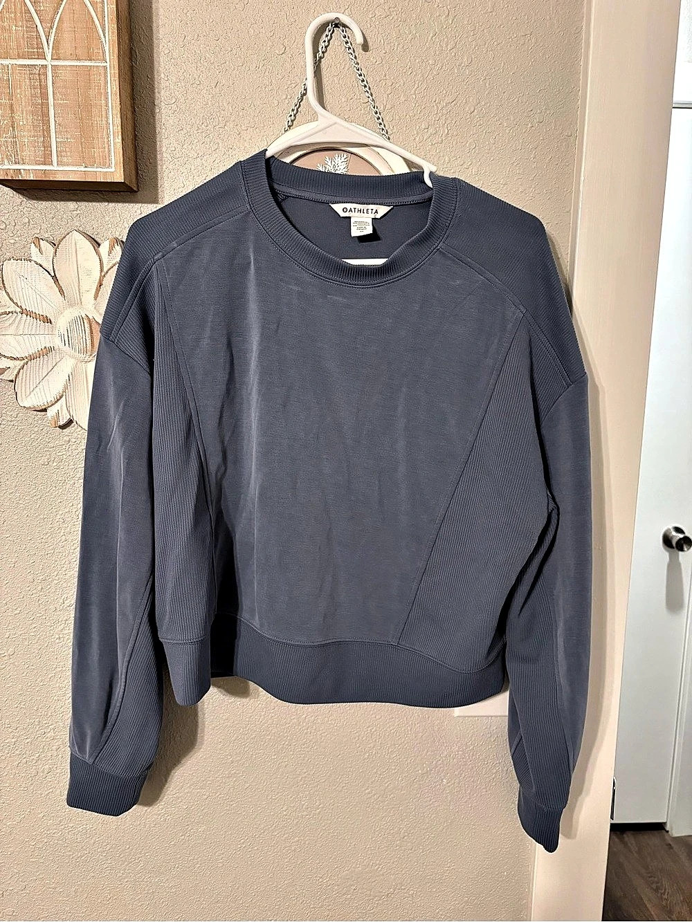Athleta Seasoft Rib Crewneck Sweatshirt Gray Medium